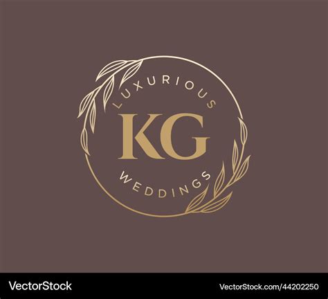 Kg Initialen Brief Hochzeit Monogramm Logos Vektorbild