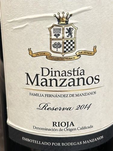 2014 Dinastía Manzanos Reserva Vivino US