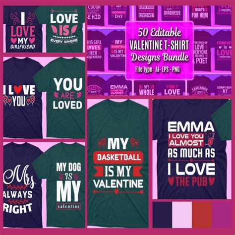 50 Editable Valentines Day T Shirt Designs Bundle Masterbundles