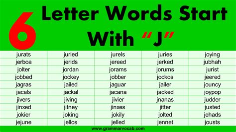 Six Letter Words That Start With J Grammarvocab