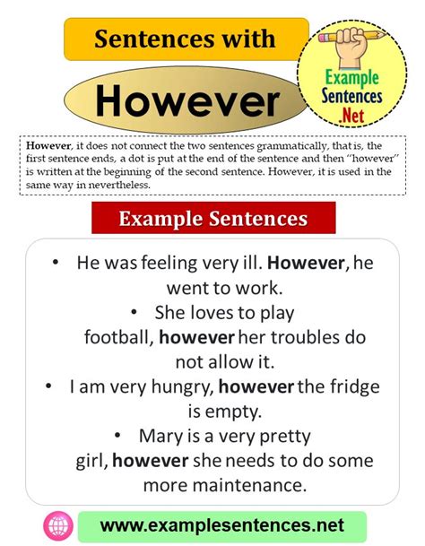 Sentences With However Definition And Example Sentences Example