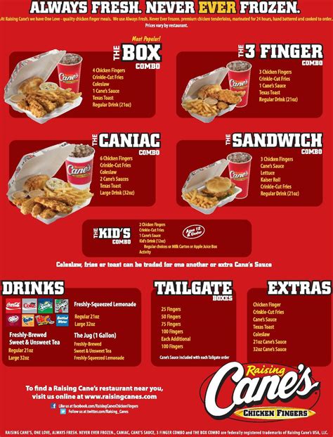 Raising Canes Menu From August 22