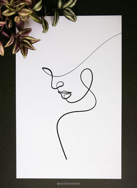 Woman Minimal Line Art Print Female Line Drawing Hand Signed Giclee Fine Art Large Wall Art