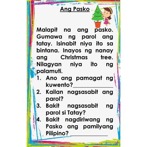 Grade 1 Reading Comprehension Filipino