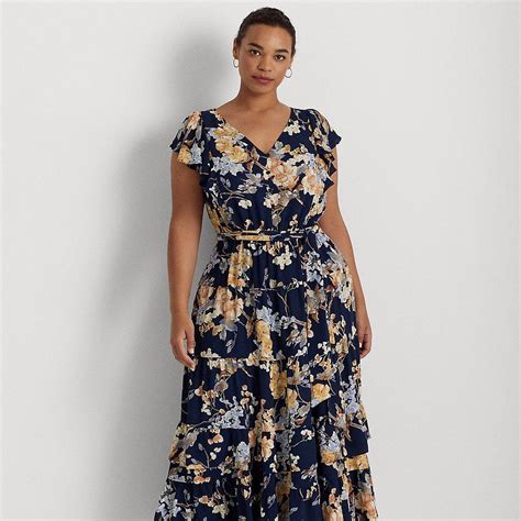 Lauren By Ralph Lauren Ralph Lauren Floral Bubble Crepe Dress In Blue