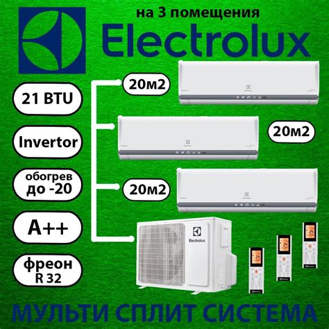 Инверторная мульти сплит-система Electrolux Monaco на 3 комнаты по 20м2 ...