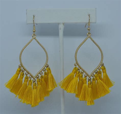 Golden Yellow Tassels Earrings Yellow Tassel Earrings Tassels