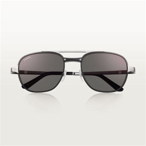 CRESW00705 Santos De Cartier Sunglasses Brushed Black PVD And Dark