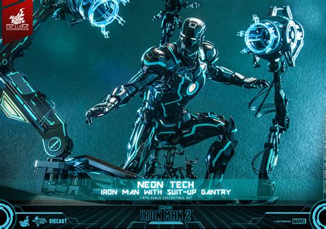Hot Toys MMS D Iron Man Neon Tech Iron Man With Suit Up Gantry Hot Toys Complete