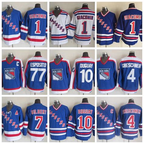 2017 Throwback New York Rangers Hockey Jerseys 10 Ron Duguay 1 Eddie ...