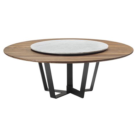 Blue Moon Round Dining Table With Marble Lazy Susan For Sale At 1stdibs