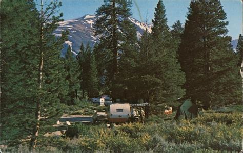 Camping in the HIgh Sierras/ Mono Village Resort Bridgeport, CA Postcard