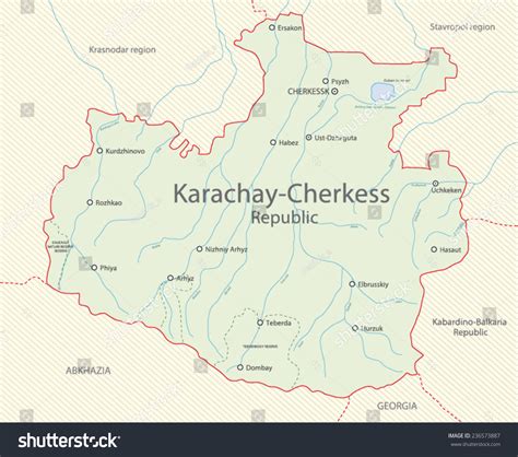 detailed map karachaycherkess republic russia stock vector royalty   shutterstock