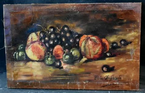 TABLEAU ANCIEN HUILE Nature morte fruits signé époque XIXème EUR 19 50