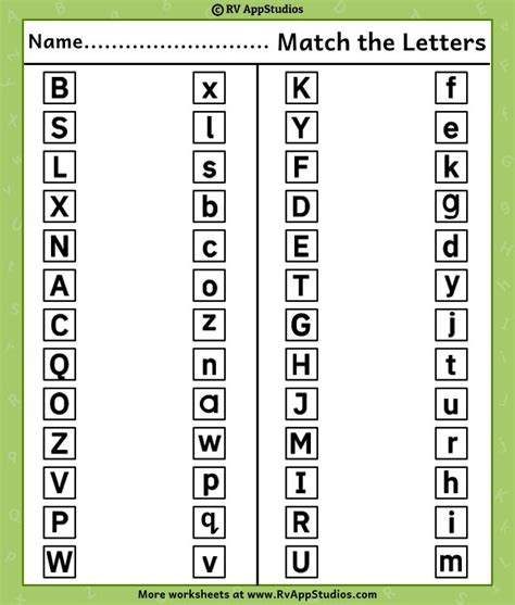 Free Printable Worksheets For Kids Alphabet Match Letters Worksheet