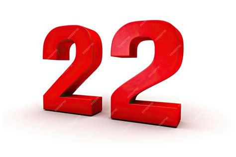 Premium Photo | Red Volumetric 22 On White Background