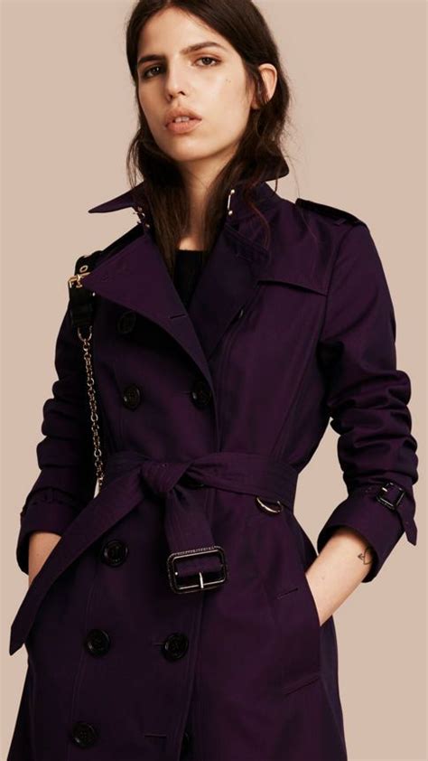 Dark Purple Cotton Gabardine Trench Coat Dark Purple Image 1 Trench Coat Purple Trench Coat