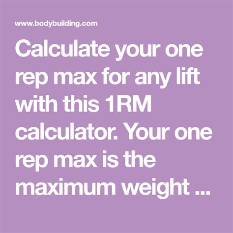 How To Calculate One Rep Max