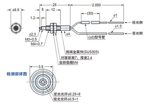 螺纹型光纤尺寸图 松下电器机电中国有限公司 控制机器 Panasonic