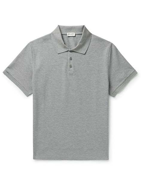 Saint Laurent Cotton Piqué Polo Shirt Gray Saint Laurent