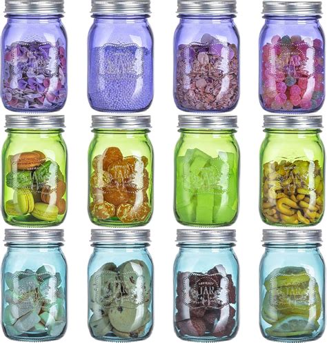 Claplante 12 Pack Mason Jars 16oz Regular Mouth Glass Storage Jar With Metal Airtight Lids