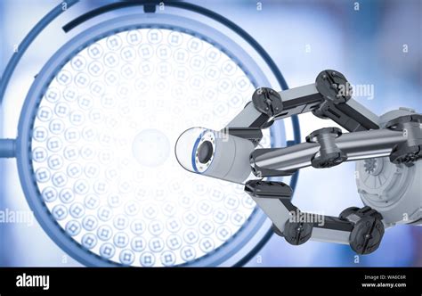 Medical Technology Concept With D Rendering Robotic Arm With Capsule