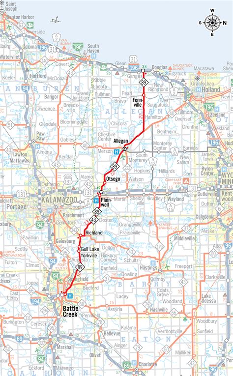 Michigan Highways Route Listings M 89 Route Map