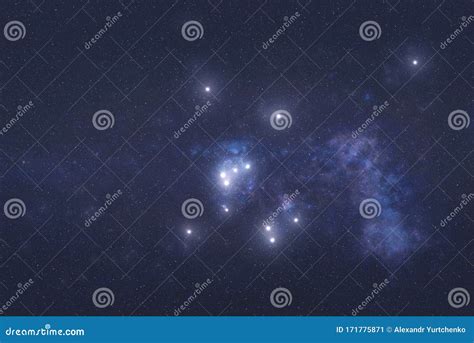 Orion Constellation In Outer Space Stock Image Image Of Nebula Lines