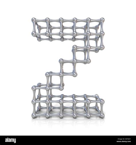 Metal Lattice Font Letter Z 3d Render Illustration Isolated On White