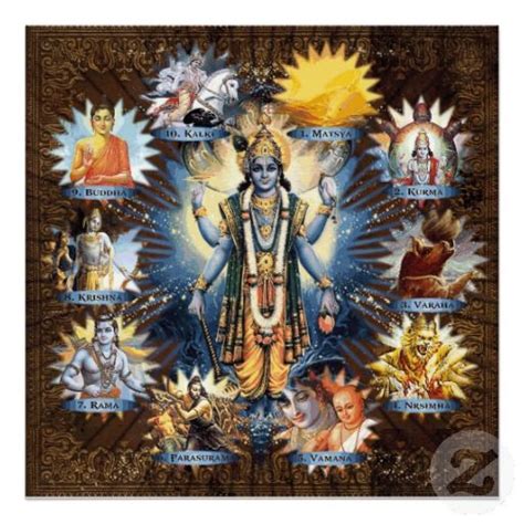 The Ten Avatars Of Lord Vishnu - Poster | Zazzle | Shiva lord ...