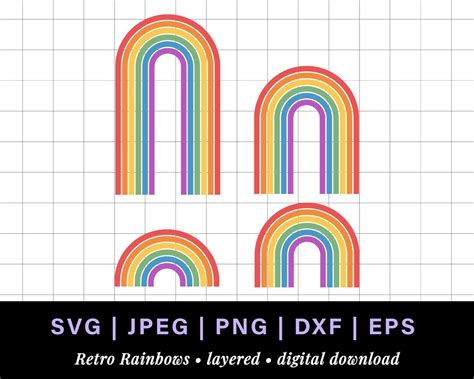 Retro Rainbow Svg Vintage Rainbow Svg Layered Rainbow Svg  Retro