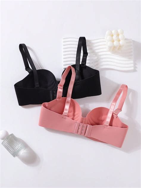 2pcs Tween Girls Basic Solid Color Bra Top With Pads Comfortable Lingerie Suitable For All