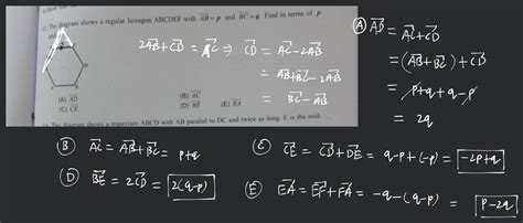 The Diagram Shows A Regular Hexagon Abcdef With Ab P And Bc Q Find In Te