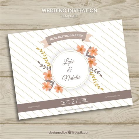 Carte D Invitation De Mariage Avec Des Ornements Floraux Vecteur Gratuite