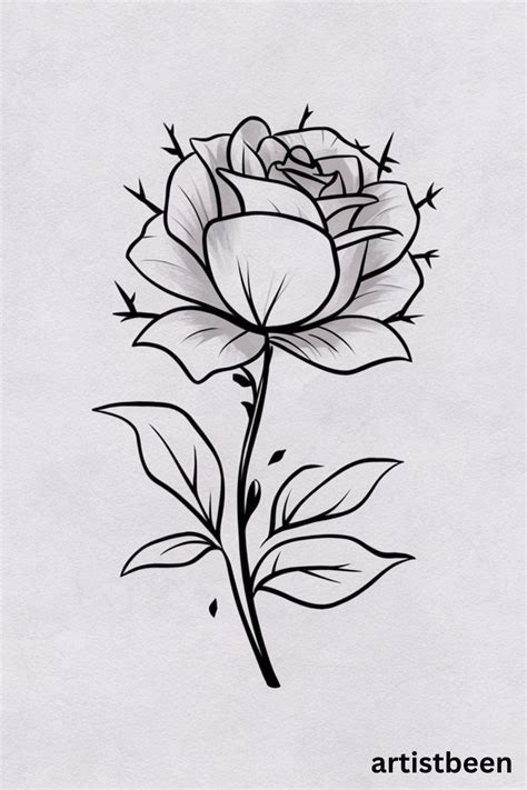 50 Easy Rose Drawing Ideas For Beginners Artist Been