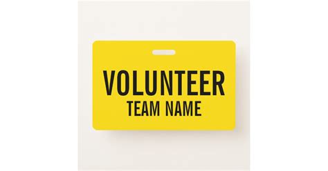 Yellow Volunteer Badge With Custom Team Name Zazzle