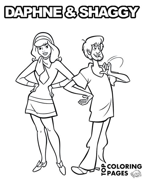 Cartoon Daphne Shaggy Coloring Sheet