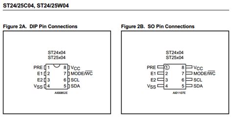 24C04WP Datasheet 4 Kbits Serial I2C Bus EEPROM Pinout