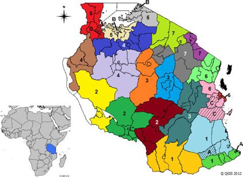 Map Of The United Republic Of Tanzania Zones Consisting Each Of Three