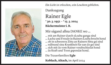 Todesanzeigen Von Rainer Egle Todesanzeigen Vorarlberger Nachrichten