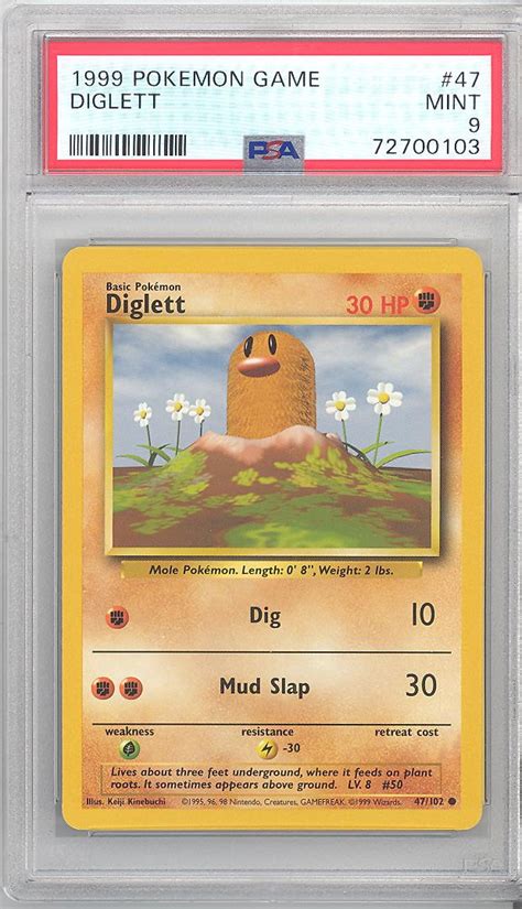 Psa Pokemon Card Base Diglett Common Mint