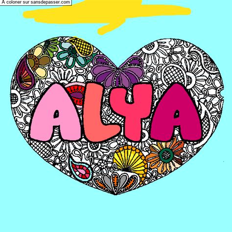 Dessin Colorié Coloriage Prénom Alya Décor Mandala Coeur Par Un