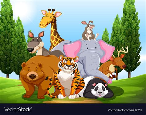 Wild animals in the park Royalty Free Vector Image