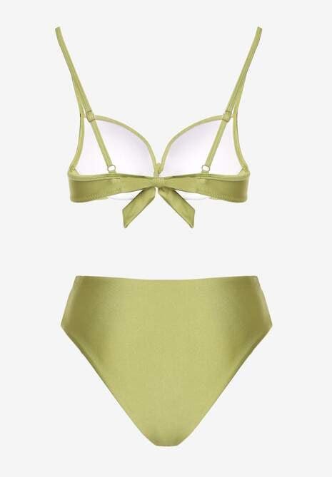 Zielone Bikini Majtki Figi i Biustonosz z Metaliczną Ozdobą Kinalenna Renee