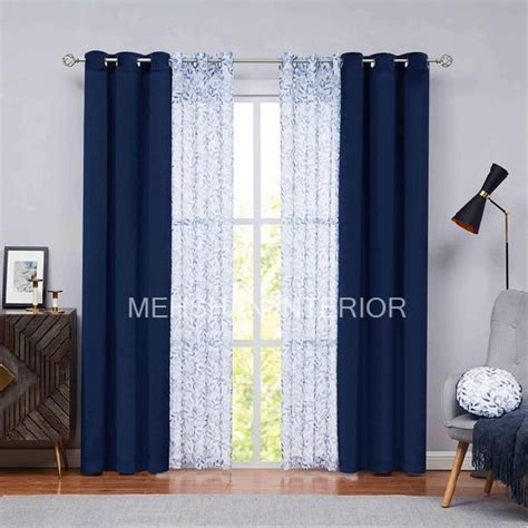 Navy Blue Plain Curtain Mehshan Interiors