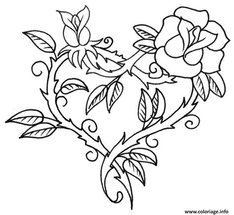 Coloriage rose en forme de coeur - JeColorie.com