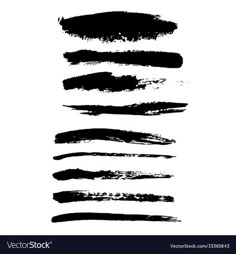 Set Brush Strokes Black Ink Grunge Royalty Free Vector Image