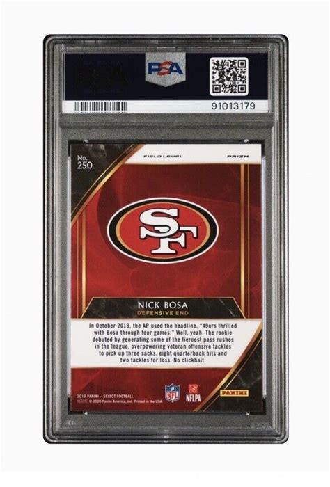 Nick Bosa 2019 Select Field Level Silver Prizm Rookie 250 49ers RC PSA