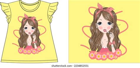 Cute Beautiful Anime Girl Illustration Character Stock Illustration