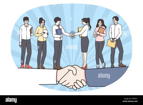 Businesspeople Shake Hands Close Agreement Making Deal With Colleagues Happy Business Partners